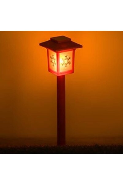 IRO Solar Christmas Stick Lantern Red Black Snowflakes with Flame Effect 38 cm