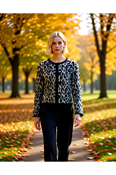 BENERLY سترة نسائية منسوجة بنقشة الفهد تجمع بين الأناقة اليومية والتصميم الأن...