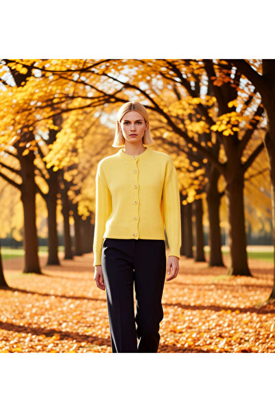 BENERLY Women's Button Detailed Hair Braid Patterned Off-Shoulder Wide Fit Kn...