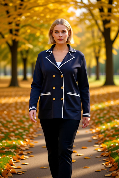 BENERLY Γυναικείο πλεκτό σακάκι με διπλά κουμπιά, ριγέ λεπτομέρεια, μακρυμάνι...