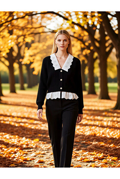 BENERLY Women's Crop Paneled V-Neck Knitwear Cardigan a Stylish and Comfortab...