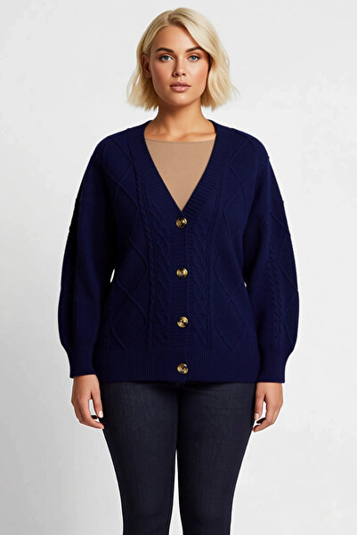 BENERLY Women's V-Neck Low Sleeve Hair Knit and Diamond Pattern Buttoned Knit...