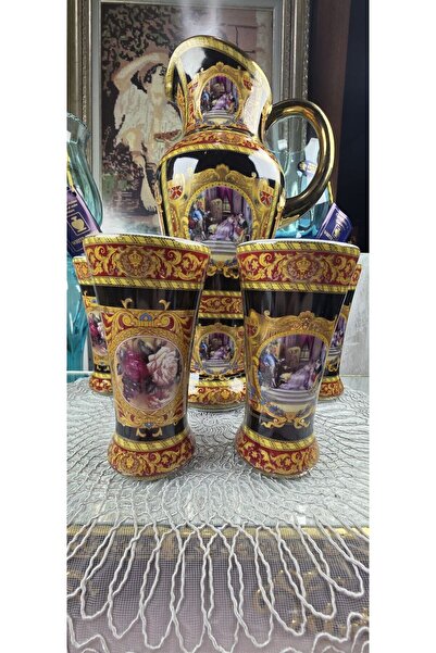 Bavaria Bavoriou Porselen İtalyan Sitil 6 Adet Mazagram ve Sürahi