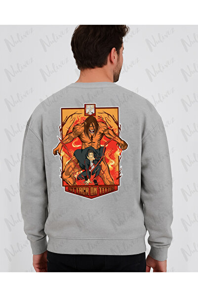 Nulivez Anime Attack on Titan Design Back Printed High Quality Unisex Oversized O Neck Sweatshirt