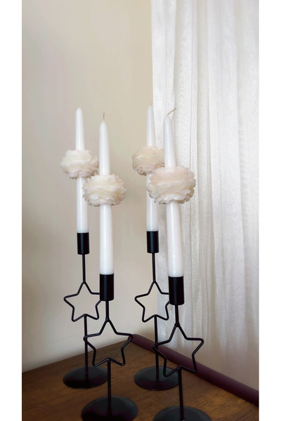 Glowandco Atelier 3 Adet El Yapımı Şakayık Motifli Mum | Özel Tasarım Dekorat...