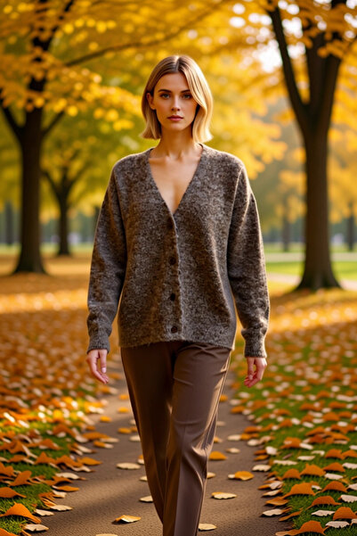 BENERLY سترة نسائية قصة فضفاضة برقبة على شكل حرف V وأكمام منخفضة ونمط عادي من...