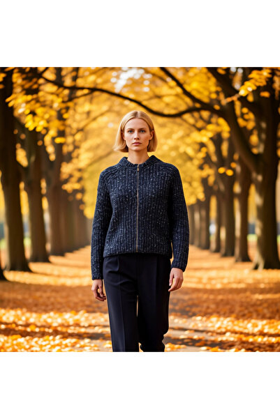 BENERLY Women's Zip-Up Crew Neck Low Sleeve Ethnic Pattern Thick Knitwear Car...