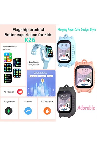 zadana Ceas inteligent ZADARA pentru copii, albastru - GPS, 4G, SOS, slot SIM, cameră, apel video, ecran tactil HD