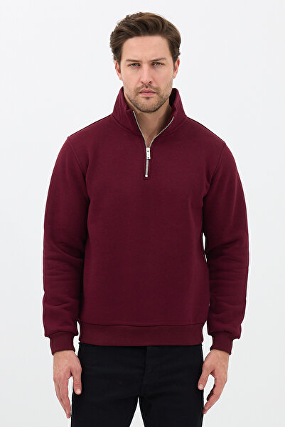 JBC Unisex Relax Fit Comfortable Cut Cotton Half Zipper Stand Collar Sweatshirt