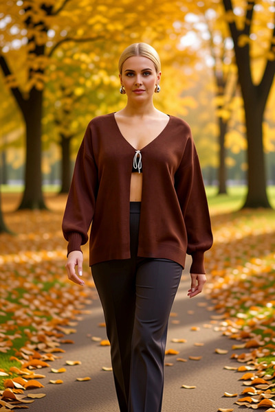 BENERLY سترة نسائية بياقة على شكل V مع تفاصيل ربط وأكمام بالون، تصميم أنيق يو...