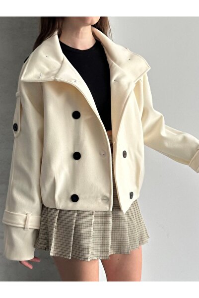 solena sln Women's Premium Mock Neck Cashmere Short Jacket