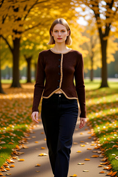 BENERLY Γυναικεία εφαρμοστή πλεκτή ζακέτα με ριμπ ύφανση, με κουμπιά κορδέλας...