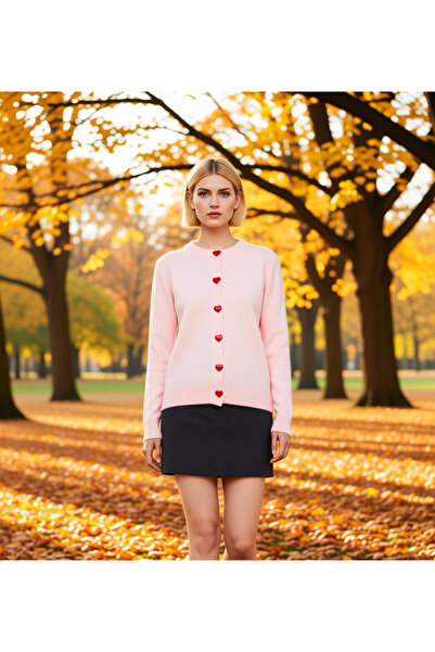 BENERLY Women's Soft Textured Heart Button Long Sleeve Crew Neck Regular Fit ...