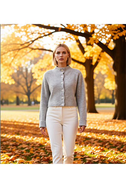 BENERLY سترة نسائية ياقة مرتفعة متوسطة الطول قماش مجدّل منسوجة قصيرة قصة فضفا...