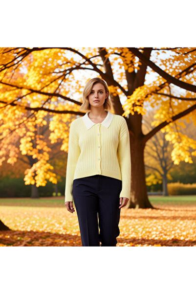 BENERLY Women's Stylish Corded Fabric Woven Shirt Collar Detailed Buttoned Lo...