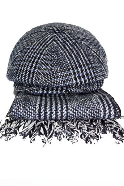STELLA VESTİNO Şık Ekose Kasket & Yünlü Atkı Seti - Erkekler İçin Soğuk Havaya Özel Stil
