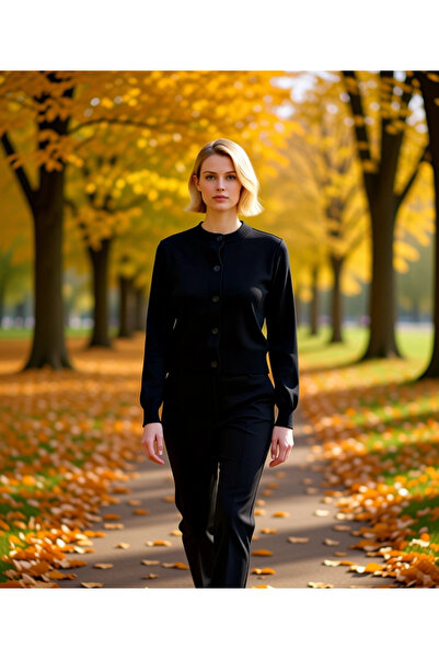 BENERLY سترة نسائية محبوكة بأزرار وياقة دائرية، تبدو أنيقة ومريحة، مناسبة للا...