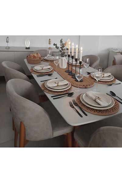 MTG JÜT TASARIM Jüt, Desenli Amerikan Servis Takımı / 6 Adet Supla / 1 Adet R...