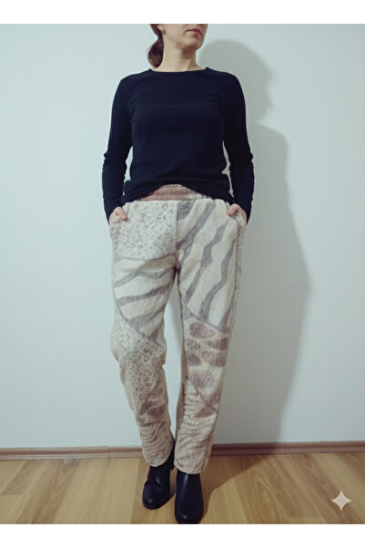 hoaryage Design Genuine Sheepskin Tiger and Dog Pattern Biker Pants, Winter, ...