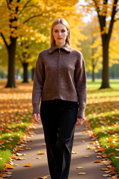 BENERLY سترة نسائية محبوكة بسحاب واسعة النطاق ذات ملمس ناعم، لمسة مريحة وأنيق...