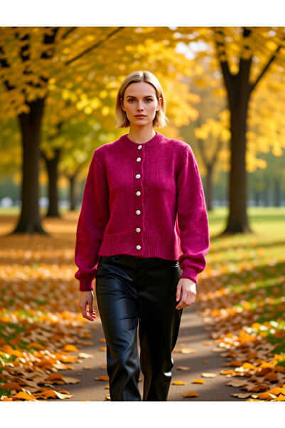 BENERLY Women's Soft Textured Jewel Button Crop Knit Cardigan, an Elegant Cho...