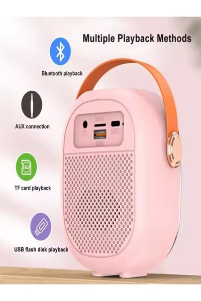 Generic Mini Portable Bluetooth Karaoke Speaker With 2 Wireless Microphone And Lights - A5