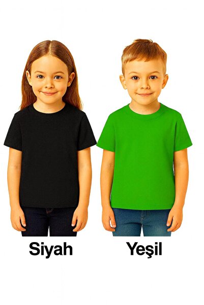 Mcrkids SET DE 2 TRIUCURI BAZICE CU Gâtul Rotund, Mâneci Scurte, pentru Băieț...