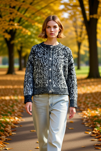 BENERLY Düğme Detaylı Yumuşak Dokulu Desenli Triko Hırka Kadın Giyim Kombinle...