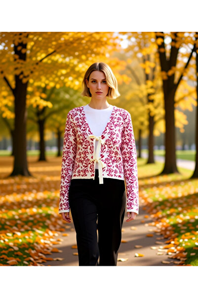 BENERLY Tricotaj cu decolteu în V pentru femei, cu model, cardigan, cu detali...