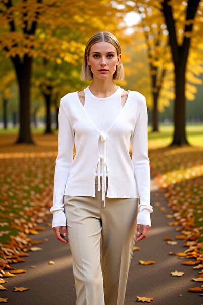 BENERLY Kadın Şık Triko Hırka Ve Askılı Bluz Takımı Modern Kesim Günlük Kombi...