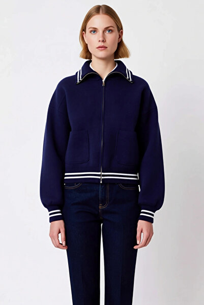 BENERLY سترة نسائية من التريكو بسحاب بلون أنثراسايت، بتصميم مكشوف الكتفين مع ...