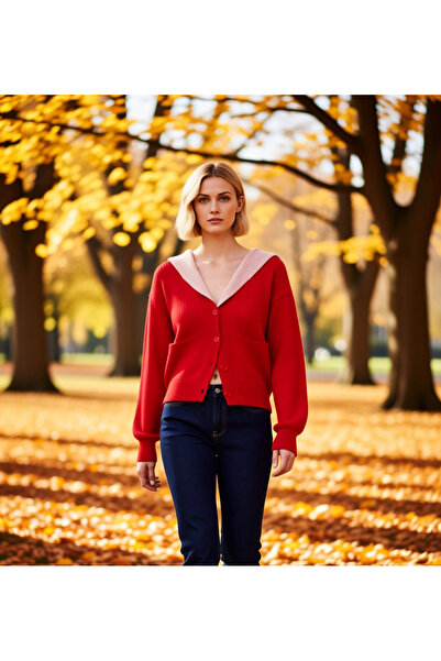 BENERLY Women's Turn-Down Collar Color Block Soft Textured Knitwear Cardigan ...