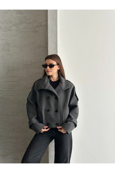 solena sln Women's Premium Mock Neck Cashmere Short Jacket