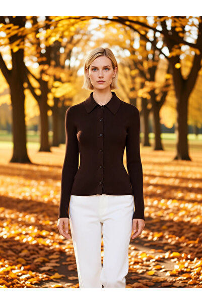 BENERLY Women's Ribbed Polo Neck Knit Cardigan Timeless Style and a Key Piece...