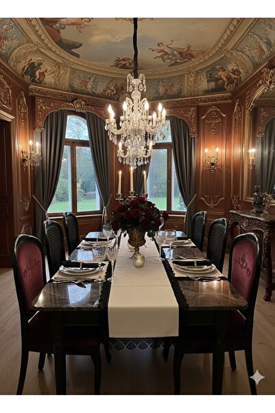 Durushe Carla Black Lace Framed Runner + Set of 2 Napkins – Modern & Classic Elegance