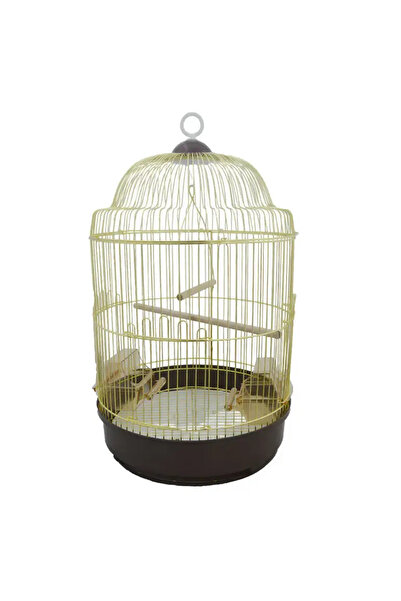 Bird's Round metal birdcage, gold color