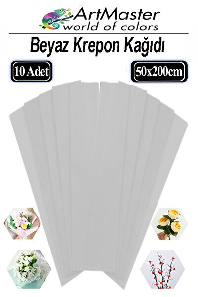 Artmaster Krapon Kağıdı Beyaz Renk 10 Adet 50x200 cm Grapon Kağıdı 10'lu Okul...