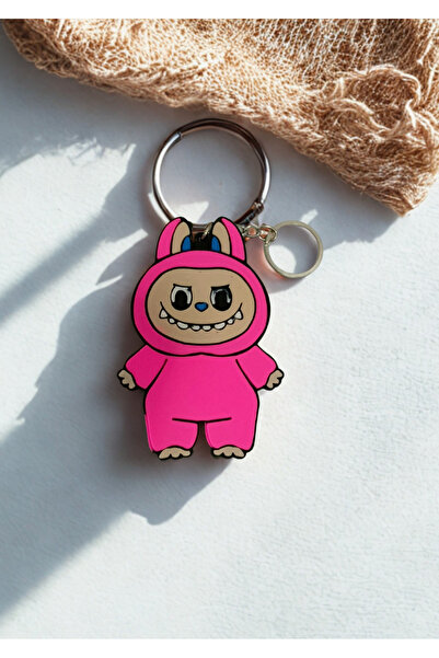 Mutluluk Kutunda Var سلسلة مفاتيح لابوبو ذات رائحة عطرية باللون الوردي