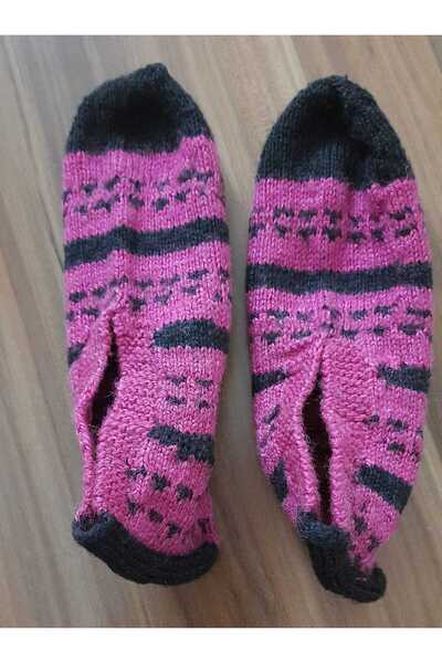 İyisini İstersen Women's Orlon Wool Yarn Handmade Knitted Patterned House Slippers Booties