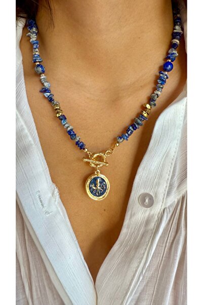 Gigi Lapis lazuli taşı tasarım ahtapot kolye