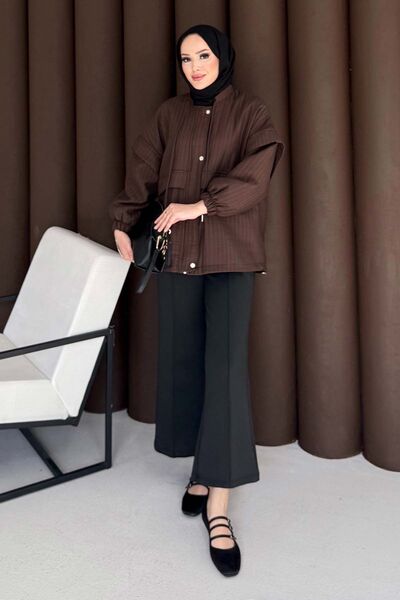 Melike Tatar Quilted Zippered Jacket Brown 3720