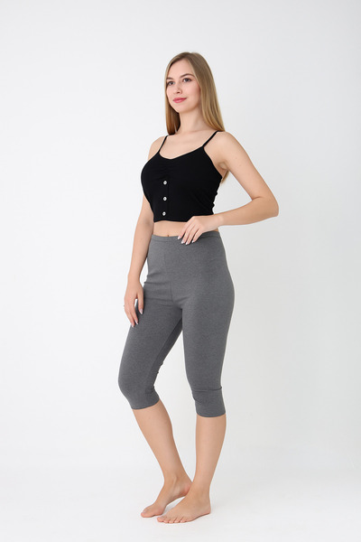 Altınay Women's Gray Capri Leggings (10 Pieces) – 90% Cotton
