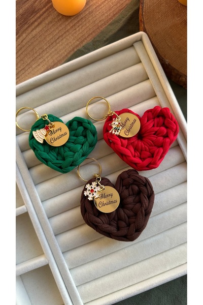 Rüya سلسلة مفاتيح محبوكة على شكل قلب (مجموعة من 25) (يتم إرسال الألوان المختلطة)