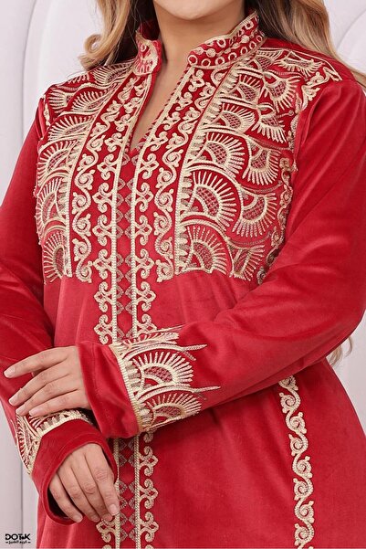 Lyaly aljlabyh A velvet winter jalabiya with elegant "shoulder and arm" embroidery, a modest and modern look.