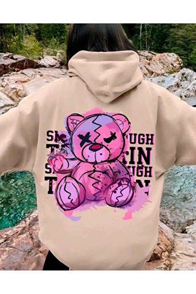 Elvino Teddy Bear Printed Women/Men Unisex Oversized Hooded 3-Thread Sweatshirt