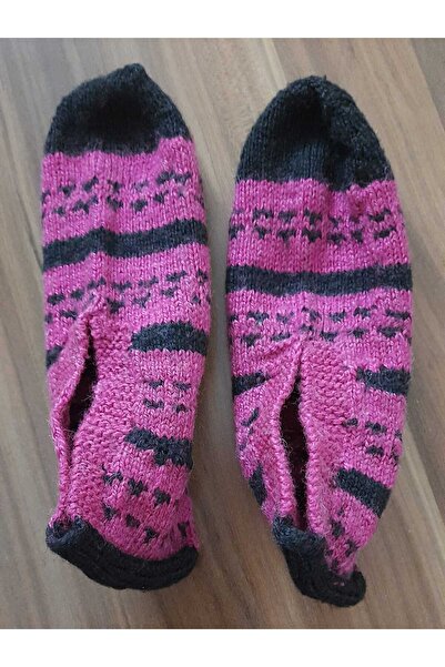 İyisini İstersen Women's Orlon Wool Yarn Handmade Knitted Patterned House Slippers Booties
