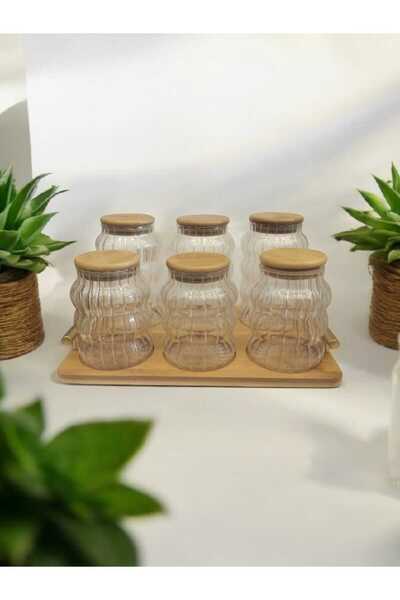 Alsaif Gallery A premium spice rack for the kitchen with 3 small and 3 large bottles for easy spice storage.