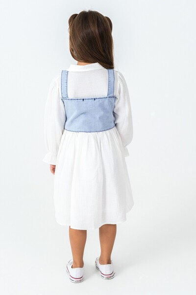 CLOUDY WEAR&DESİGN Girl's Jean Detailed Casual Dress (2-9 Years)