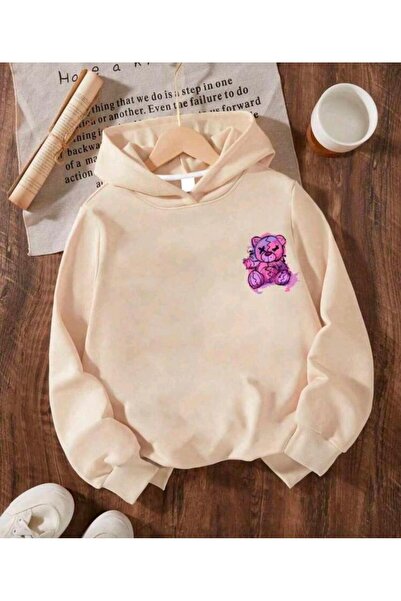 Elvino Teddy Bear Printed Women/Men Unisex Oversized Hooded 3-Thread Sweatshirt