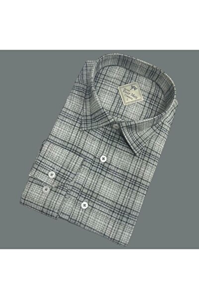 Elines butiq klasik %100 cotton uzun kollu kışlık gömlek (regular kalıp)